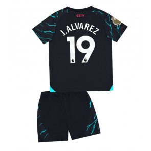Lacne Dětský Futbalové dres Manchester City Julian Alvarez #19 2023-24 Krátky Rukáv - Tretina (+ trenírky)